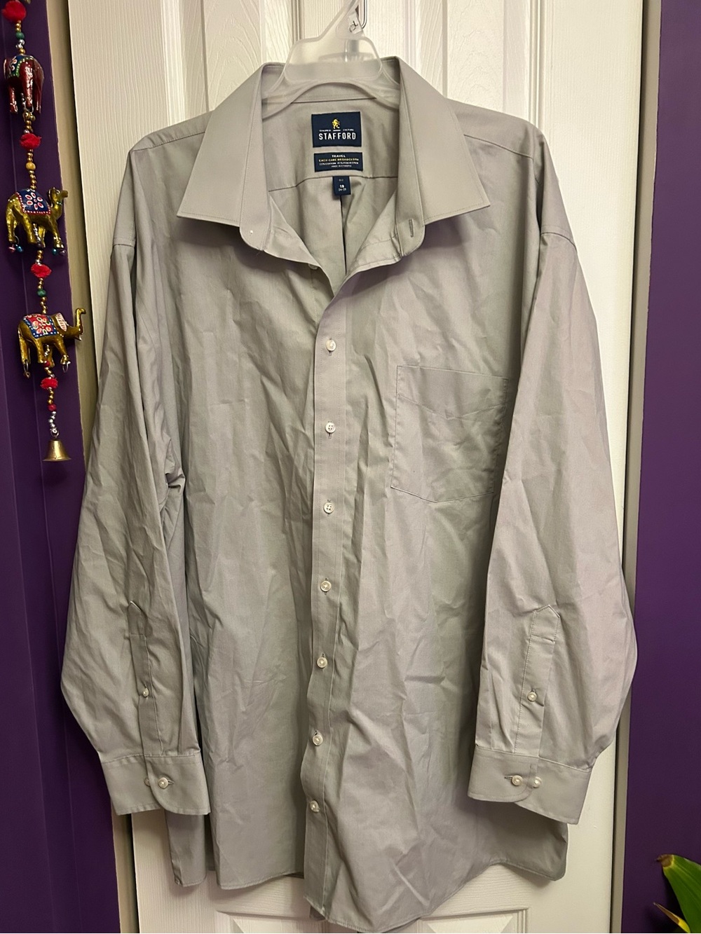 Stafford Men’s Light Gray Dress Shirt - Classic Point Collar (19)
